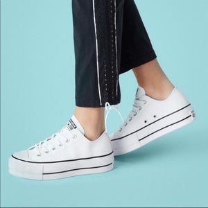 Converse White Platform Sneakers- Leather